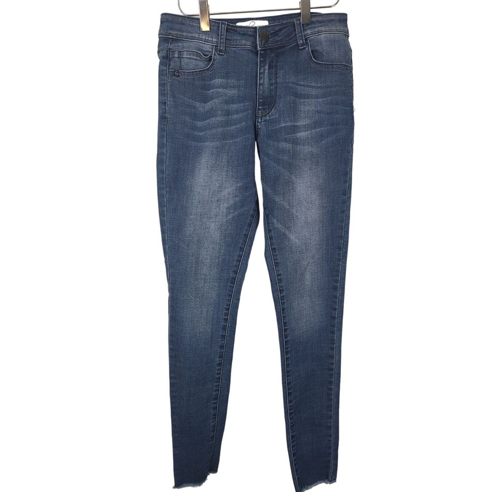 Lola Alexa Dan High Rise Skinny Leg 27/2 Womens Medium Wash Raw Hem Bottoms‎